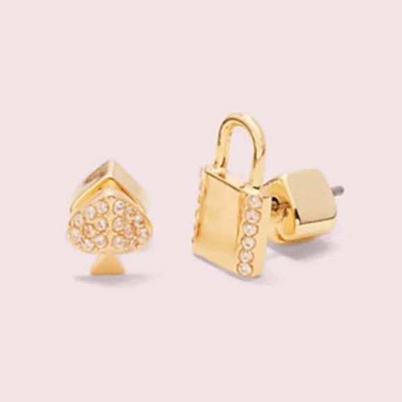 kate spade Asymmetric Lock & Spade Earrings - Picture 2 of 9